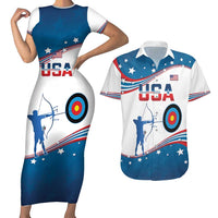 Personalized United States Archery Couples Matching Short Sleeve Bodycon Dress and Hawaiian Shirt USA Sport Curve Style - Wonder Print Shop