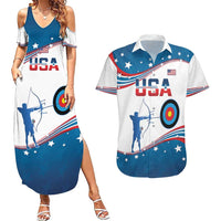 Personalized United States Archery Couples Matching Summer Maxi Dress and Hawaiian Shirt USA Sport Curve Style - Wonder Print Shop