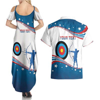 Personalized United States Archery Couples Matching Summer Maxi Dress and Hawaiian Shirt USA Sport Curve Style - Wonder Print Shop