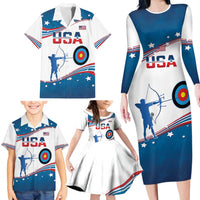 Personalized United States Archery Family Matching Long Sleeve Bodycon Dress and Hawaiian Shirt USA Sport Curve Style - Wonder Print Shop