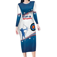 Personalized United States Archery Family Matching Long Sleeve Bodycon Dress and Hawaiian Shirt USA Sport Curve Style - Wonder Print Shop