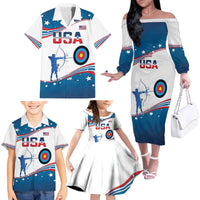 Personalized United States Archery Family Matching Off The Shoulder Long Sleeve Dress and Hawaiian Shirt USA Sport Curve Style - Wonder Print Shop