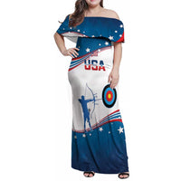Personalized United States Archery Family Matching Off Shoulder Maxi Dress and Hawaiian Shirt USA Sport Curve Style - Wonder Print Shop