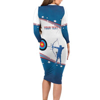 Personalized United States Archery Long Sleeve Bodycon Dress USA Sport Curve Style - Wonder Print Shop