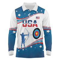 Personalized United States Archery Long Sleeve Polo Shirt USA Sport Curve Style - Wonder Print Shop