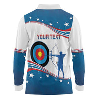 Personalized United States Archery Long Sleeve Polo Shirt USA Sport Curve Style - Wonder Print Shop
