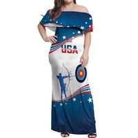 Personalized United States Archery Off Shoulder Maxi Dress USA Sport Curve Style - Wonder Print Shop