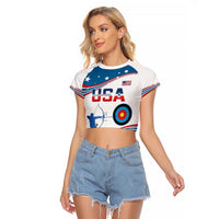 Personalized United States Archery Raglan Cropped T Shirt USA Sport Curve Style - Wonder Print Shop