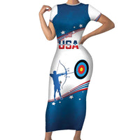 Personalized United States Archery Short Sleeve Bodycon Dress USA Sport Curve Style - Wonder Print Shop