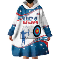 Personalized United States Archery Wearable Blanket Hoodie USA Sport Curve Style - Wonder Print Shop