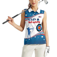 Personalized United States Archery Women Sleeveless Polo Shirt USA Sport Curve Style - Wonder Print Shop