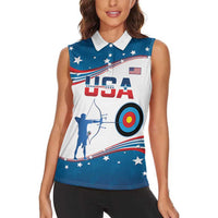 Personalized United States Archery Women Sleeveless Polo Shirt USA Sport Curve Style - Wonder Print Shop