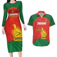 Custom Zimbabwe Cricket Couples Matching Long Sleeve Bodycon Dress and Hawaiian Shirt Go Chevrons 2003 Color Version - Wonder Print Shop