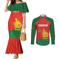 Custom Zimbabwe Cricket Couples Matching Mermaid Dress and Long Sleeve Button Shirt Go Chevrons 2003 Color Version - Wonder Print Shop