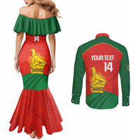 Custom Zimbabwe Cricket Couples Matching Mermaid Dress and Long Sleeve Button Shirt Go Chevrons 2003 Color Version - Wonder Print Shop