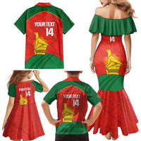 Custom Zimbabwe Cricket Family Matching Mermaid Dress and Hawaiian Shirt Go Chevrons 2003 Color Version - Wonder Print Shop