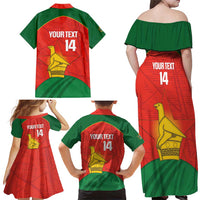 Custom Zimbabwe Cricket Family Matching Off Shoulder Maxi Dress and Hawaiian Shirt Go Chevrons 2003 Color Version - Wonder Print Shop