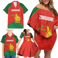 Custom Zimbabwe Cricket Family Matching Off Shoulder Short Dress and Hawaiian Shirt Go Chevrons 2003 Color Version - Wonder Print Shop