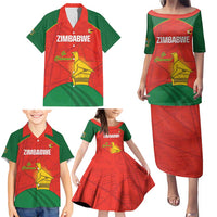 Custom Zimbabwe Cricket Family Matching Puletasi and Hawaiian Shirt Go Chevrons 2003 Color Version - Wonder Print Shop