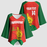 Custom Zimbabwe Cricket Kimono Sleeve Blouse Go Chevrons 2003 Color Version - Wonder Print Shop