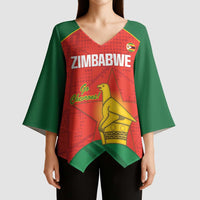 Custom Zimbabwe Cricket Kimono Sleeve Blouse Go Chevrons 2003 Color Version - Wonder Print Shop
