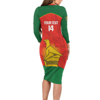 Custom Zimbabwe Cricket Long Sleeve Bodycon Dress Go Chevrons 2003 Color Version - Wonder Print Shop