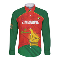 Custom Zimbabwe Cricket Long Sleeve Button Shirt Go Chevrons 2003 Color Version - Wonder Print Shop