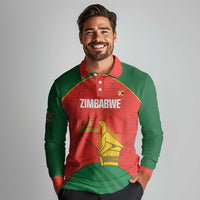 Custom Zimbabwe Cricket Long Sleeve Polo Shirt Go Chevrons 2003 Color Version - Wonder Print Shop