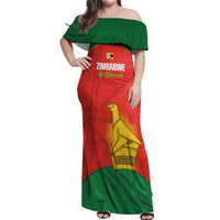 Custom Zimbabwe Cricket Off Shoulder Maxi Dress Go Chevrons 2003 Color Version - Wonder Print Shop