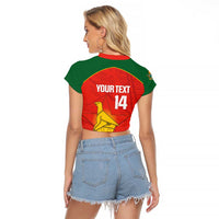 Custom Zimbabwe Cricket Raglan Cropped T Shirt Go Chevrons 2003 Color Version - Wonder Print Shop