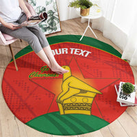Custom Zimbabwe Cricket Round Carpet Go Chevrons 2003 Color Version - Wonder Print Shop
