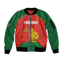 Custom Zimbabwe Cricket Sleeve Zip Bomber Jacket Go Chevrons 2003 Color Version - Wonder Print Shop