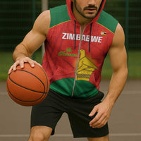 Custom Zimbabwe Cricket Sleeveless Zip Hoodie Go Chevrons 2003 Color Version - Wonder Print Shop