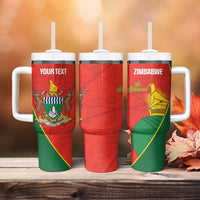 Custom Zimbabwe Cricket Tumbler With Handle Go Chevrons 2003 Color Version - Wonder Print Shop