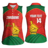 Custom Zimbabwe Cricket Women Sleeveless Polo Shirt Go Chevrons 2003 Color Version - Wonder Print Shop