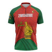 Custom Zimbabwe Cricket Zipper Polo Shirt Go Chevrons 2003 Color Version - Wonder Print Shop