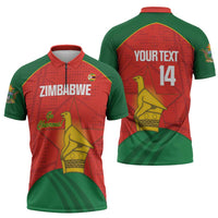 Custom Zimbabwe Cricket Zipper Polo Shirt Go Chevrons 2003 Color Version - Wonder Print Shop