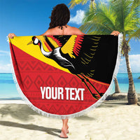 Custom Uganda Cricket Beach Blanket Go Cranes African Pattern - Wonder Print Shop