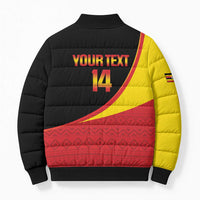 Custom Uganda Cricket Bomber Puffer Jacket Go Cranes African Pattern - Wonder Print Shop