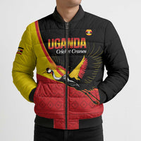Custom Uganda Cricket Bomber Puffer Jacket Go Cranes African Pattern - Wonder Print Shop