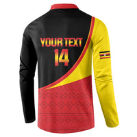 Custom Uganda Cricket Button Sweatshirt Go Cranes African Pattern - Wonder Print Shop