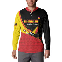 Custom Uganda Cricket Button Sweatshirt Go Cranes African Pattern - Wonder Print Shop