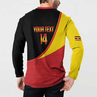 Custom Uganda Cricket Button Sweatshirt Go Cranes African Pattern - Wonder Print Shop