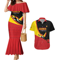 Custom Uganda Cricket Couples Matching Mermaid Dress and Hawaiian Shirt Go Cranes African Pattern - Wonder Print Shop