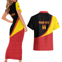 Custom Uganda Cricket Couples Matching Short Sleeve Bodycon Dress and Hawaiian Shirt Go Cranes African Pattern - Wonder Print Shop