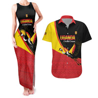Custom Uganda Cricket Couples Matching Tank Maxi Dress and Hawaiian Shirt Go Cranes African Pattern - Wonder Print Shop