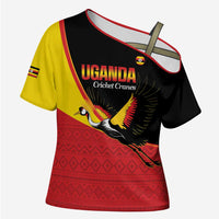 Custom Uganda Cricket Cross Shoulder Shirt Go Cranes African Pattern - Wonder Print Shop