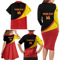 Custom Uganda Cricket Family Matching Long Sleeve Bodycon Dress and Hawaiian Shirt Go Cranes African Pattern - Wonder Print Shop