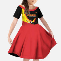 Custom Uganda Cricket Family Matching Off Shoulder Maxi Dress and Hawaiian Shirt Go Cranes African Pattern - Wonder Print Shop