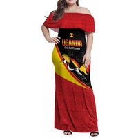 Custom Uganda Cricket Family Matching Off Shoulder Maxi Dress and Hawaiian Shirt Go Cranes African Pattern - Wonder Print Shop